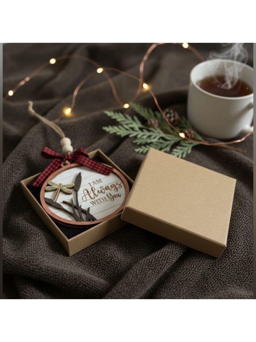 NIB Wooden Dragonfly Memorial Ornament I Am Always With You Sympathy Gift